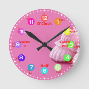 Pink Time Learning  Round Clock