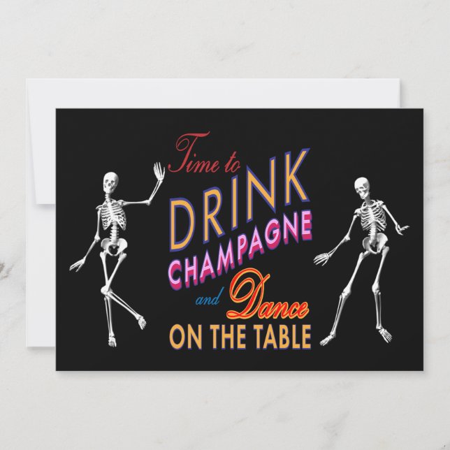 Pink Time to Drink Champagne Halloween Invitation (Front)