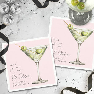 Pink Tini Bit Older Martini Birthday Party Napkin