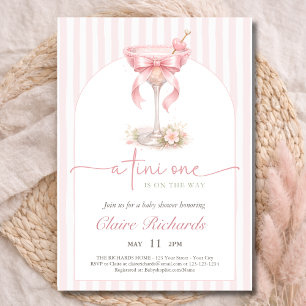 Pink Tini One Is On The Way Baby Shower Arched Invitation