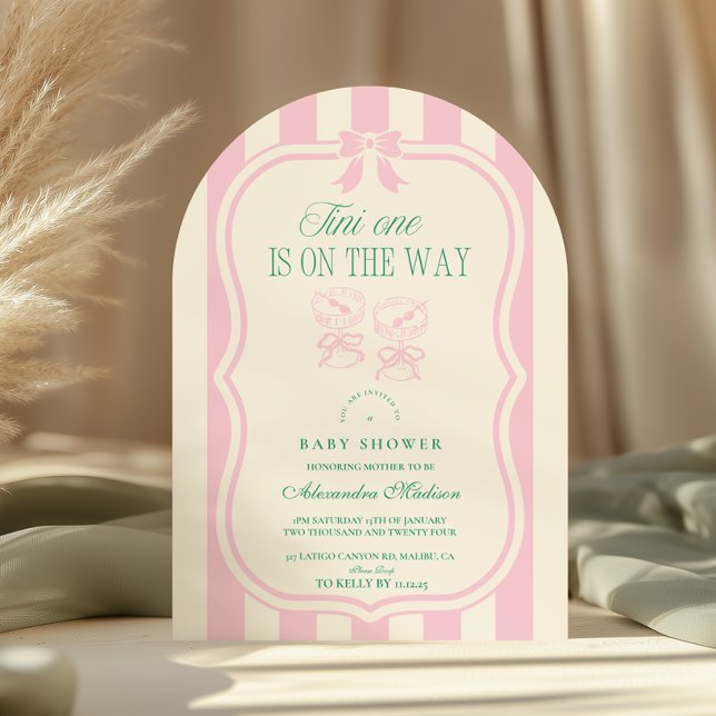 Pink Tini One Is On The Way Baby Shower Invitation (Creator Uploaded)