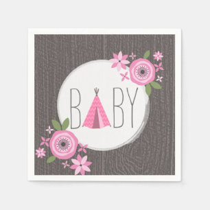 Pink Tipi Baby Shower Paper Napkin