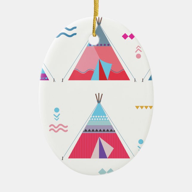 pink tipi ceramic tree decoration (Front)