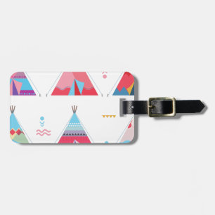 pink tipi luggage tag