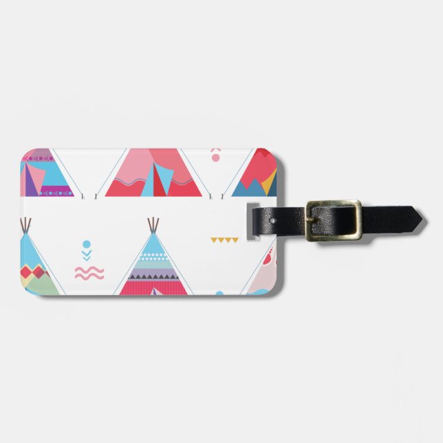pink tipi luggage tag (Front Horizontal)