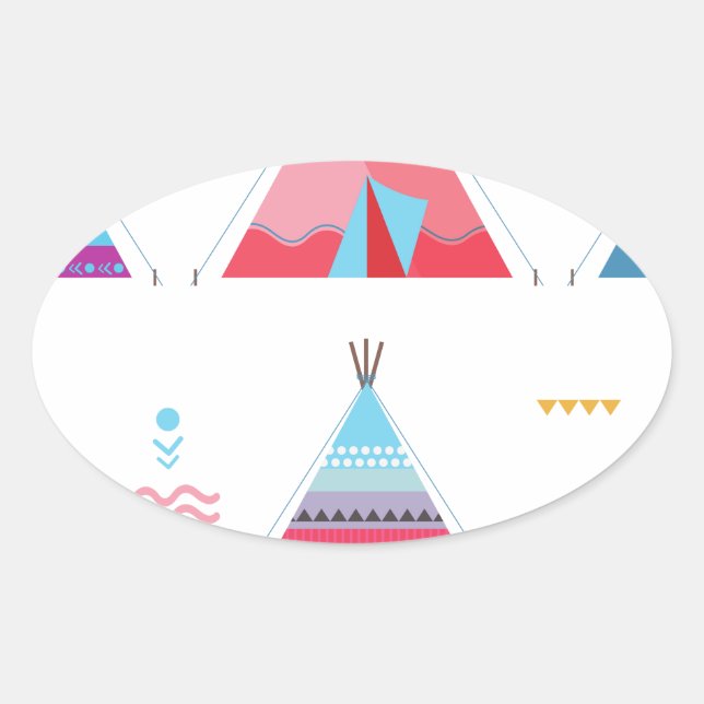 pink tipi oval sticker (Front)