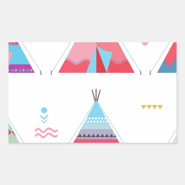 pink tipi rectangular sticker (Front)