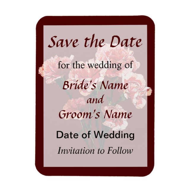 Pink Tipped Carnations Save the Date Magnet (Vertical)