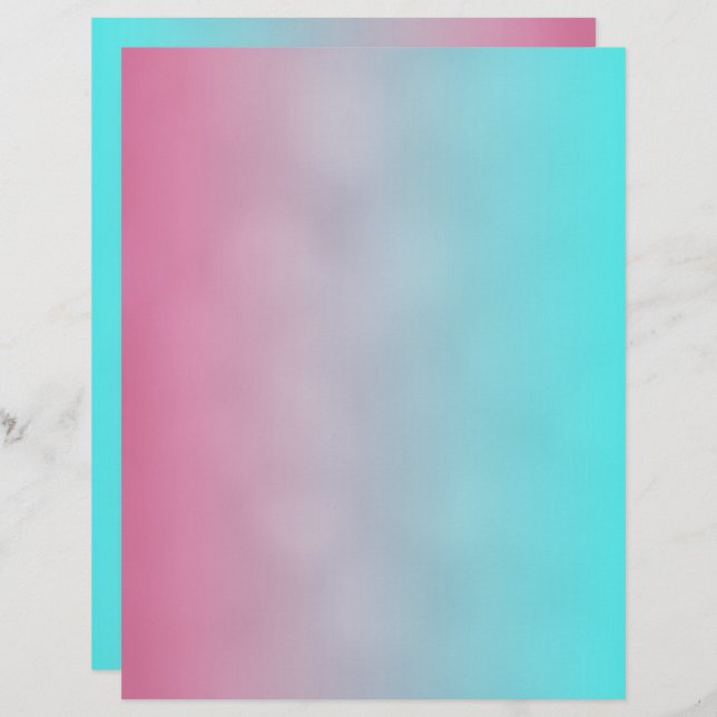 Pink to Aqua Ombre 8 1/2” x 11” Recycled Paper  (Front/Back)