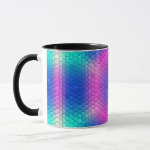 Pink to Blue Holographic Mermaid Scale Hexagons Mug