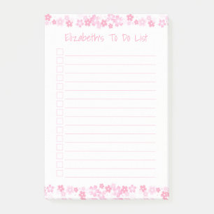 Pink To Do List 4x6 Personalised Post It Notes