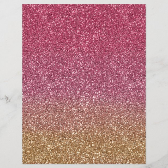 Pink to Gold Ombre Glitter Look Arts & Craft Paper (Front)