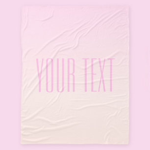 Pink to Peach Sunset Ombre with Customisable Text Fleece Blanket