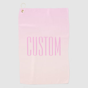 Pink to Peach Sunset Ombre with Customisable Text Golf Towel