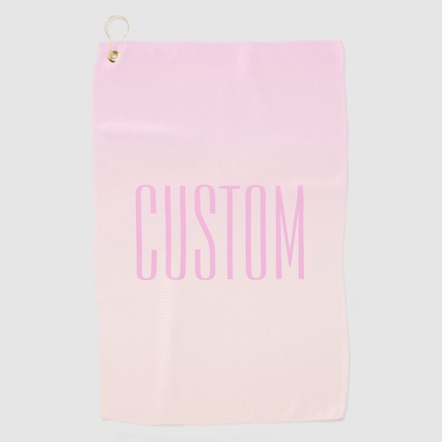 Pink to Peach Sunset Ombre with Customisable Text Golf Towel (Front)