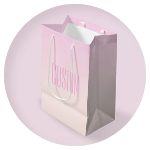 Pink to Peach Sunset Ombre with Customisable Text Medium Gift Bag