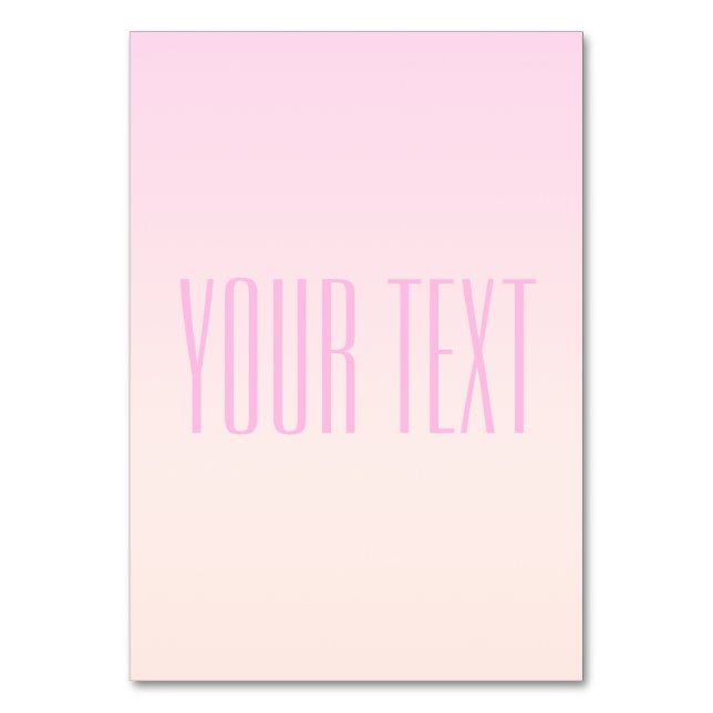 Pink to Peach Sunset Ombre with Customisable Text Table Number (Front)