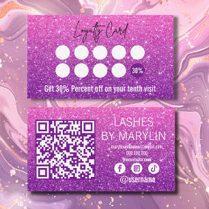 Pink to Purple Ombre Glitter Lash Technician Loyalty Card