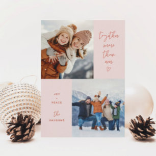 Pink Together More Than Ever 2-Photo Holiday Card