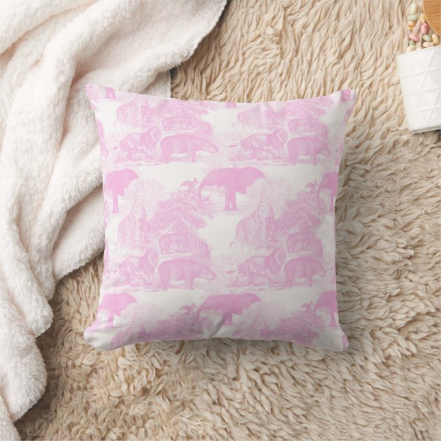 Pink Toile Animals Chinoiserie Baby Boy Nursery Cushion (Blanket)