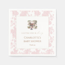 Pink Toile Baby Is Brewing Cafe Coffee Coquette 