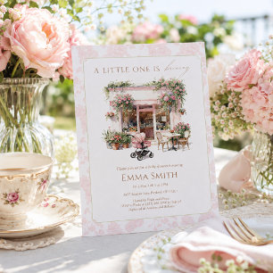 Pink Toile Baby Is Brewing Cafe Coffee Coquette Thank You Card