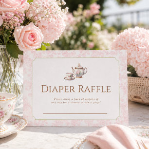 Pink Toile Baby Is Brewing Cafe Insert 3.5x5