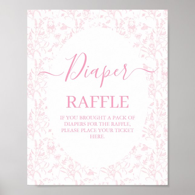 Pink Toile Bear Baby Shower Girl Poster (Front)