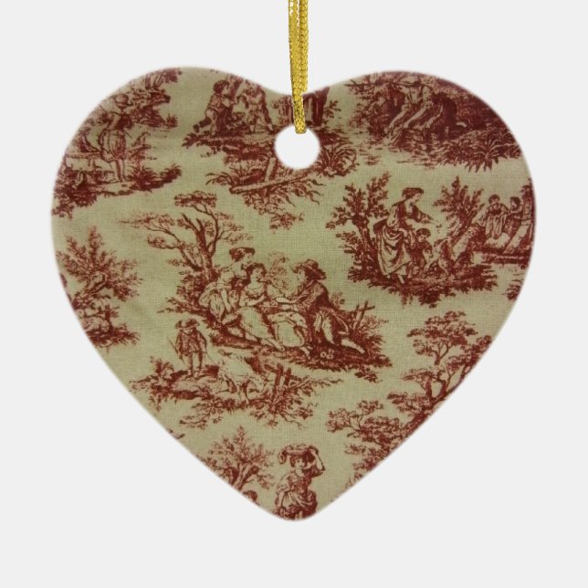 Pink Toile Ceramic Tree Decoration (Front)