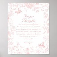 Pink Toile De Jouy Diaper Thoughts Baby Shower