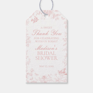 Pink Toile De Jouy Floral Bridal Shower Favours Gift Tags