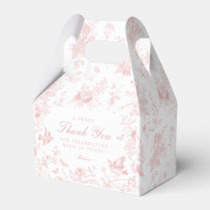 Pink Toile De Jouy Floral Dessert Favor Boxes