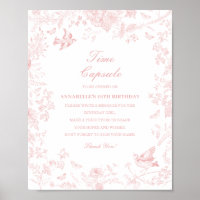Pink Toile De Jouy Time Capsule Baby Birthday Game