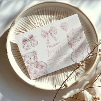 Pink Toile De Jouy Toys Baby Shower Diapper Raffle