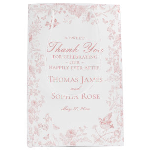 Pink Toile De Jouy Wedding Party Favours Medium Gift Bag