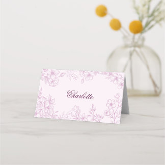 Pink Toile Folded Place Card
