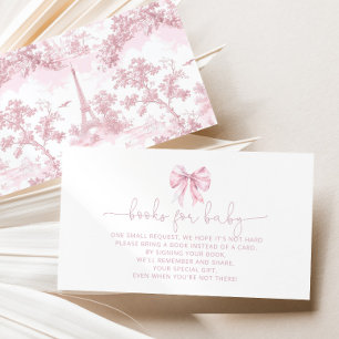 Pink Toile French bow Books for baby ticket Enclosure Card