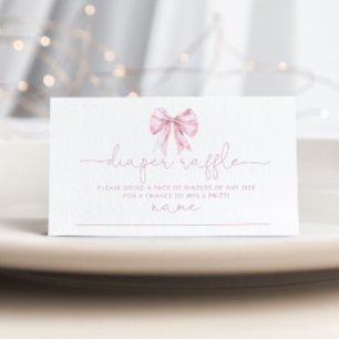 Pink Toile French bow Diaper raffle ticket Enclosure Card