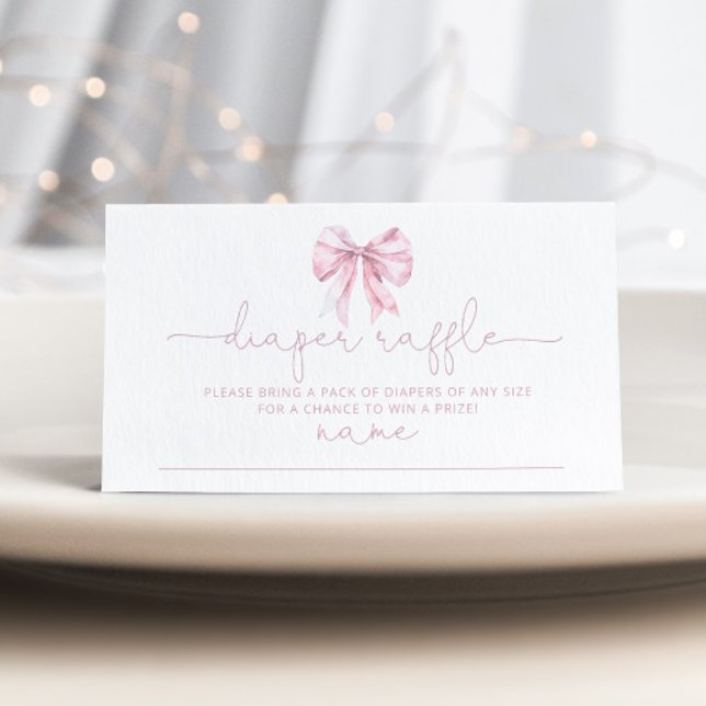 Pink Toile French bow Diaper raffle ticket Enclosure Card (Creator Uploaded)