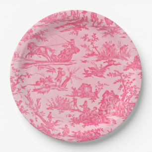 Pink Toile Paper Plate