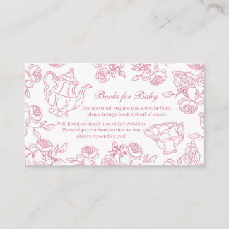 Pink Toile Tea Party Books for Baby Enclosure Card