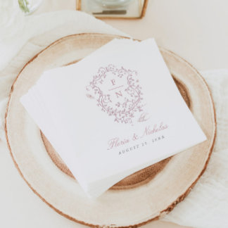 Pink Toile Wedding Paper Napkins Chinoiserie