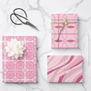 Pink Tone Wrapping Paper in Set of 3 Designs