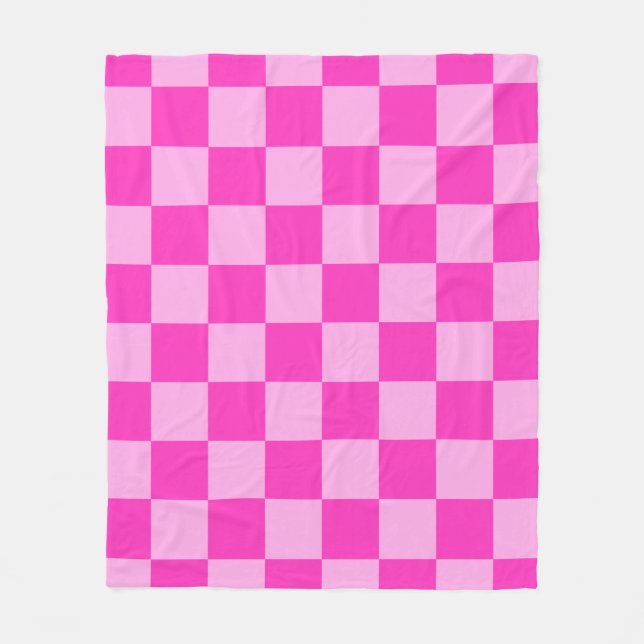 Pink Tones Chequered Square Seamless Pattern Throw Fleece Blanket (Front)
