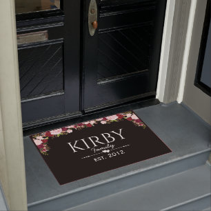 Pink Tones Floral Door Matt Personalised Doormat