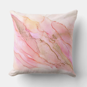 Pink Tones in Clouds of Ink With Gold Cushion