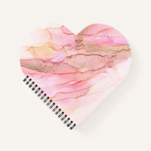 Pink Tones in Clouds of Ink With Gold Notebook
