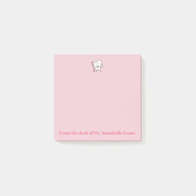 Pink Tooth and Brush Post-it Notes (Front)