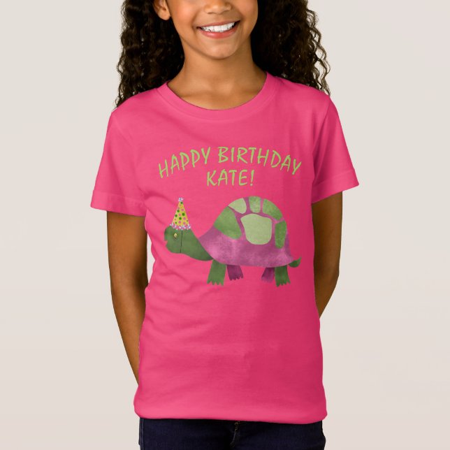 Pink Tortoise Birthday Shirt | Turtle Birthday (Front)