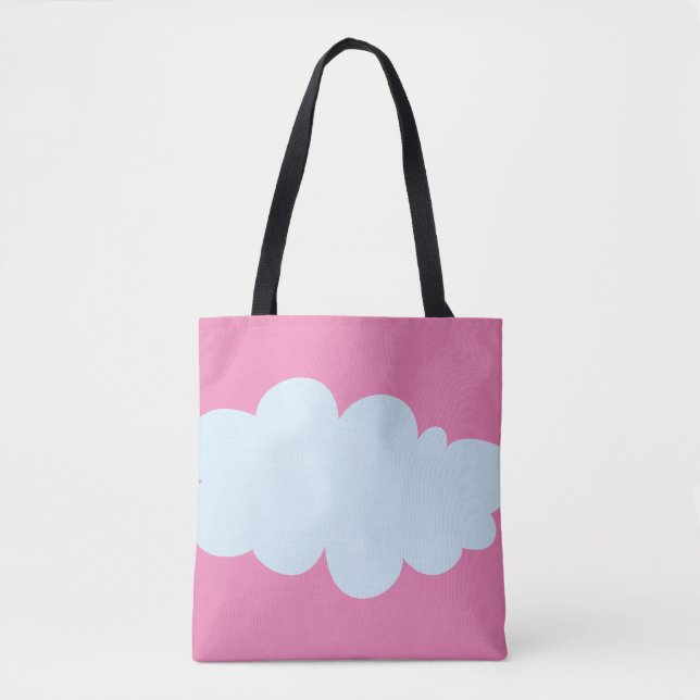 Pink tote bag with cloud patterns (Front)
